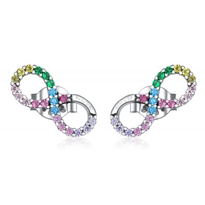 BAMOER σκουλαρίκια καρφωτά SCE893, κυβική ζιρκόνια, ασήμι 925, ασημί