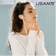 USAMS earphones με μικρόφωνο EP-41, Lightning, Φ10mm, 1.2m, λευκά