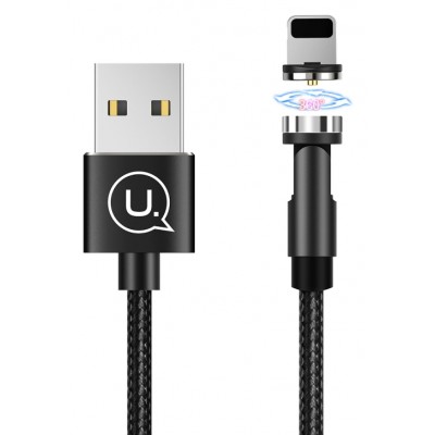 USAMS καλώδιο USB σε lightning US-SJ472, μαγνητικό, 2.1A, 1m, μαύρο