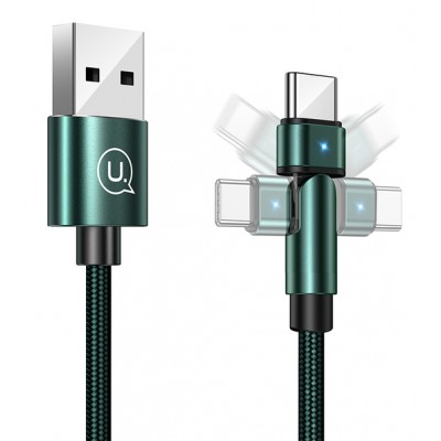 USAMS καλώδιο USB-C σε USB SJ477, περιστρεφόμενο βύσμα, 2A, 1m, πράσινο