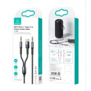 USAMS καλώδιο ήχου 3.5mm σε USB-C & 3.5mm US-SJ555, 1.2m, μαύρο