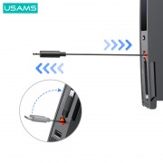 USAMS φορτιστής αυτοκινήτου US-SJ649 για Tesla(3/Y), με 2x καλώδια, USB/USB-C θύρες, 60W, γκρι