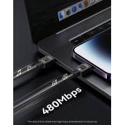 USAMS καλώδιο Lightning σε USB-C US-SJ685, 30W, 480Mbps, 1.2m, μαύρο