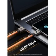 USAMS καλώδιο USB-C σε USB US-SJ686, 66W, 480Mbps, 1.2m, μαύρο