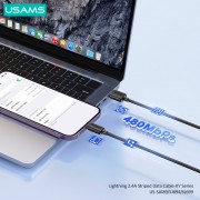 USAMS καλώδιο Lightning σε USB US-SJ689, 12W, 480Mbps, 1m, μαύρο