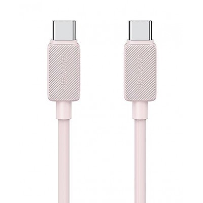 USAMS καλώδιο USB-C σε USB-C US-SJ691, 60W, 480Mbps, 1m, ροζ