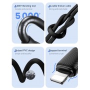USAMS καλώδιο Lightning σε USB-C US-SJ692, 30W, 480Mbps, 1m, μαύρο