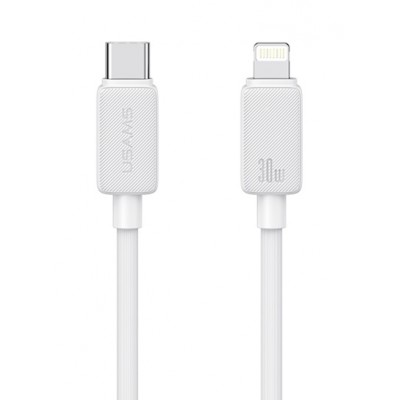 USAMS καλώδιο Lightning σε USB-C US-SJ692, 30W, 480Mbps, 1m, λευκό