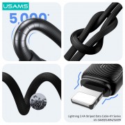 USAMS καλώδιο Lightning σε USB US-SJ694, 2.4A, 480Mbps, 2m, λευκό