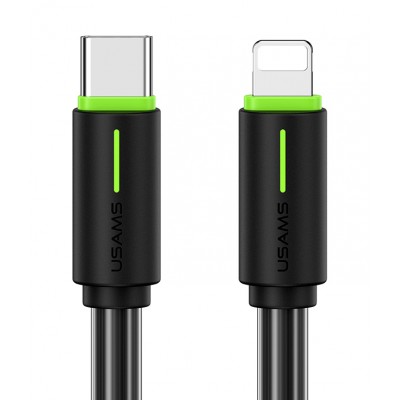 USAMS καλώδιο Lightning σε USB-C US-SJ735, 30W, 480Mbps, 1m, μαύρο