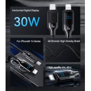 USAMS καλώδιο Lightning σε USB-C SJ741, 30W, 480Mbps, 1.2m, μαύρο