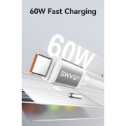 USAMS καλώδιο USB-C SJ756, 60W, 480Mbps, 1.2m, μαύρο/λευκό