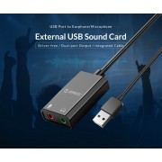 ORICO USB κάρτα ήχου SKT2, USB2.0, 2x 3.5mm, μαύρο