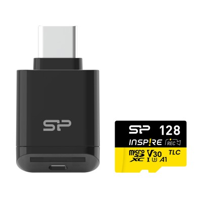 SILICON POWER κάρτα μνήμης microSDXC Inspire με card reader, 128GB, UHS-I U3 A1 V30
