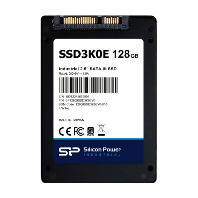 SILICON POWER industrial 2.5" SATA III SSD SSD3K0E, 128GB, 540/520MBps, 3D TLC, -20~75 °C