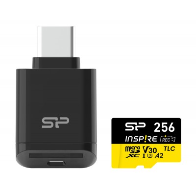 SILICON POWER κάρτα μνήμης microSDXC Inspire με card reader, 256GB, UHS-I U3 A1 V30