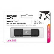 SILICON POWER USB Flash Drive C51, USB/USB-C, 256GB, 200MBps, ασημί