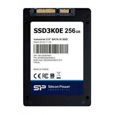 SILICON POWER industrial 2.5" SATA III SSD SSD3K0E, 256GB, 540/520MBps, 3D TLC, -20~75 °C
