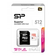 SILICON POWER κάρτα μνήμης microSDXC Superior, 512GB, C10 UHS-I U3 A1 V30