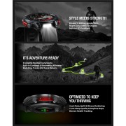 ZEBLAZE smartwatch Stratos 4 με φακό, heart rate, 1.43" AMOLED, GPS, 5 ΑΤΜ, MIL-STD-810H, μαύρο