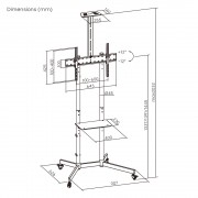 BRATECK βάση τηλεόρασης δαπέδου T1042T, 37-70", έως 45kg, με ράφια & ροδάκια