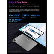 TECLAST tablet T50, 11" HD, 8/256GB, Android 13, 4G, 7500mAh, γκρι