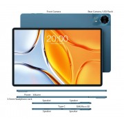 TECLAST tablet T70, 14", 8/256GB, 4G, Android 14, 10000mAh, μπλε