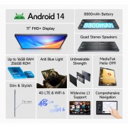 ULEFONE tablet Tab A11 Pro, 11" FHD+, 8/128GB, 8800mAh, 4G, Android 14, γκρι