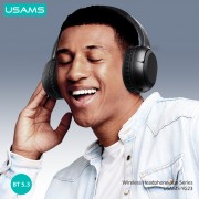 USAMS headphones YG23, ασύρματα & ενσύρματα, Φ40mm, 300mAh, μαύρα