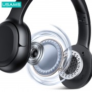 USAMS headphones YG23, ασύρματα & ενσύρματα, Φ40mm, 300mAh, μαύρα