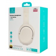 USAMS headphones YG23, ασύρματα & ενσύρματα, Φ40mm, 300mAh, μπεζ