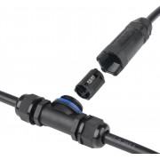 POWERTECH αδιάβροχος σύνδεσμος καλωδίων τροφοδοσίας TOOL-0113, τύπου ταφ, 3pin, IP68, μαύρος