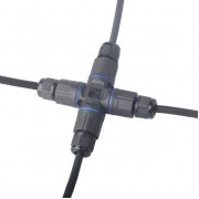 POWERTECH αδιάβροχος σύνδεσμος καλωδίων τροφοδοσίας TOOL-0114, τύπου σταυρός, 3pin, IP68, μαύρος