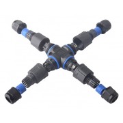 POWERTECH αδιάβροχος σύνδεσμος καλωδίων τροφοδοσίας TOOL-0114, τύπου σταυρός, 3pin, IP68, μαύρος