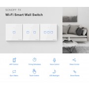 SONOFF smart διακόπτης ΤΧ-T2EU1C, αφής, Wi-Fi, μονός, λευκός