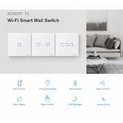 SONOFF smart διακόπτης ΤΧ-T2EU3C, αφής, Wi-Fi, τριπλός, λευκός
