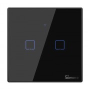 SONOFF smart διακόπτης ΤΧ-T3EU2C, αφής, Wi-Fi, διπλός, μαύρος