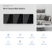 SONOFF smart διακόπτης ΤΧ-T3EU2C, αφής, Wi-Fi, διπλός, μαύρος