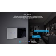 SONOFF smart διακόπτης ΤΧ-T3EU2C, αφής, Wi-Fi, διπλός, μαύρος