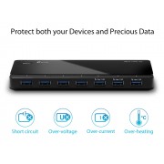 TP-LINK USB hub UH700, 7x θυρών, 5Gbps, 5V/1.5A, USB σύνδεση, μαύρο