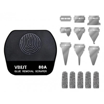 BEST εργαλείο αφαίρεσης κόλλας VBST-80B με 9x λεπίδες & 5x finger sleeves, για επισκευές κινητών