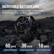 ZEBLAZE smartwatch Vibe 8 με φακό, heart rate, 1.43" AMOLED, 5 ΑΤΜ, MIL-STD-810H, μαύρο