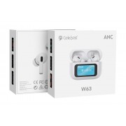 CELEBRAT earphones με θήκη φόρτισης W63, οθόνη αφής, TWS, ANC, 13mm, 30/360mAh, λευκό