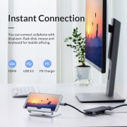 ORICO docking station WB-11P, 11 θυρών, USB-C σύνδεση, 100W PD, 4K, γκρι