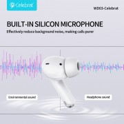 CELEBRAT earphones με θήκη φόρτισης WD03, True Wireless, 13mm, 30/300mAh, λευκά