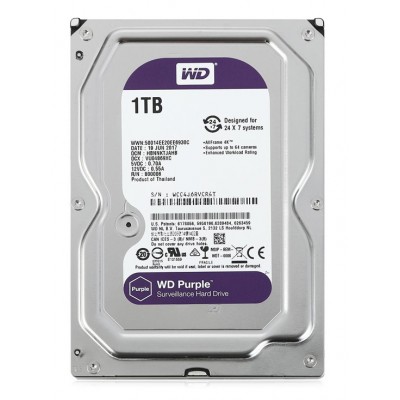 WD σκληρός δίσκος 3.5" Purple Surveillance 1TB, 256MB, 5400RPM, SATA III