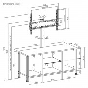 BRATECK έπιπλο τηλεόρασης με βάση WP2006ST-BR, 37-75", 115x38x131.3cm, καφέ