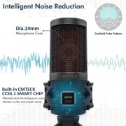 CMTECK επιτραπέζιο μικρόφωνο XM550 με pop φίλτρο, καρδιοειδές, USB, μαύρο