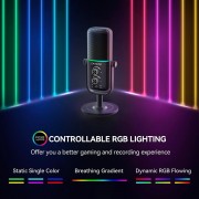 CMTECK επιτραπέζιο μικρόφωνο XM600, omnidirectional/καρδιοειδές, USB, RGB LED, μαύρο