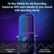 CMTECK επιτραπέζιο μικρόφωνο XM600, omnidirectional/καρδιοειδές, USB, RGB LED, μαύρο